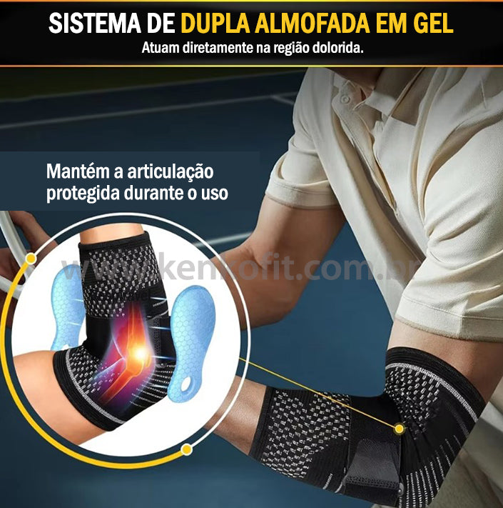 Cotoveleira de Compressão com Dupla Almofada de Gel Ajustável Kenko Fit