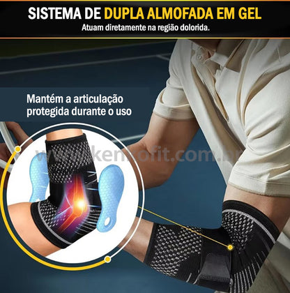 Cotoveleira de Compressão com Dupla Almofada de Gel Ajustável Kenko Fit