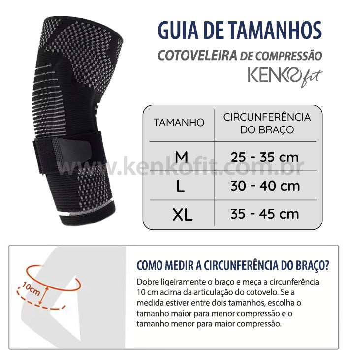 Cotoveleira de Compressão com Dupla Almofada de Gel Ajustável Kenko Fit