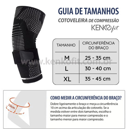 Cotoveleira de Compressão com Dupla Almofada de Gel Ajustável Kenko Fit