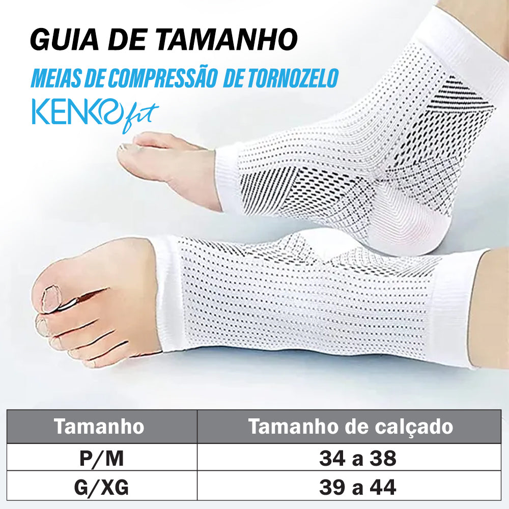 Meias de compressão de tornozelo Kenko Fit - Kit de 3 ou 5 pares em promoção!