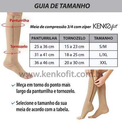 Meia de compressão 3/4 Kenko Fit (par)